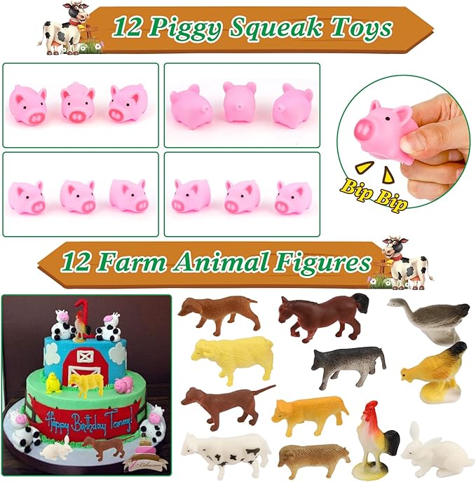 Farm Party Favors, 134 PCS Farm Animal Party Favors, Farm Party Decorations Barnyard Birthday Party Supplies, Return Gifts for Kids Birthday, Goody Bag Stuffers