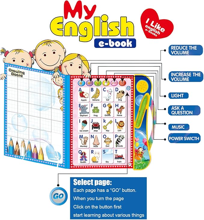 ABC Sound Books Interactive Electronic Learning Books for Toddlers with Alphabet, Numbers, Animals, Music, Games Educational Toys for Preschool Children