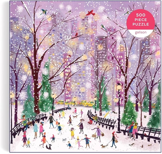 Galison Snowy Night 500 Piece Puzzle from Galison - 20" x 20" Winter Themed Puzzle That is Perfect for The Holidays, Beautiful Artwork, Thick and Sturdy Pieces, Makes a Wonderful Gift!