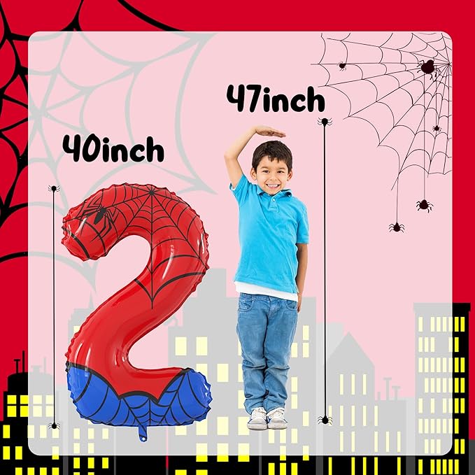 40 Inch Giant Spider Theme Number Foil Balloons Large Number 2 Balloons Kids Party Balloons Birthday Party Decorations Supplies Number 0-9 Available for Kids' Birthday Anniversary Party