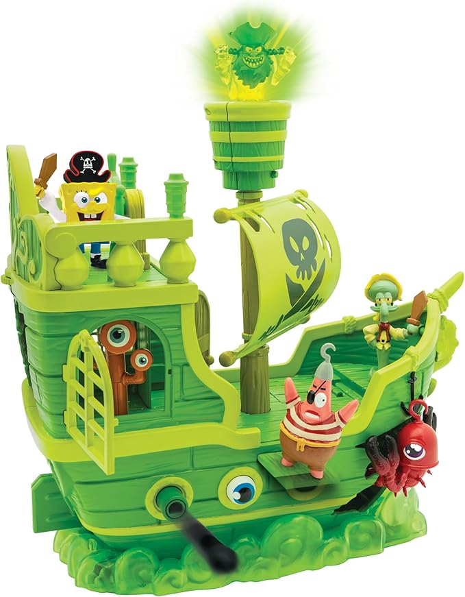 Spongebob Squarepants Movie: The Search for Squarepants - The Flying Dutchman’s Ship Playset with 6 Exclusive Figures, Lights, Motion & Hidden Features for Kids Ages 3+