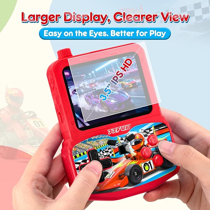 Kids Handheld Game Console with 220 Preloaded Retro Video Games, 3.5'' IPS Screen Adjustable Brightness & Volume, Portable Hand Held Game Player Toy for Travel, Ideal Christmas RED