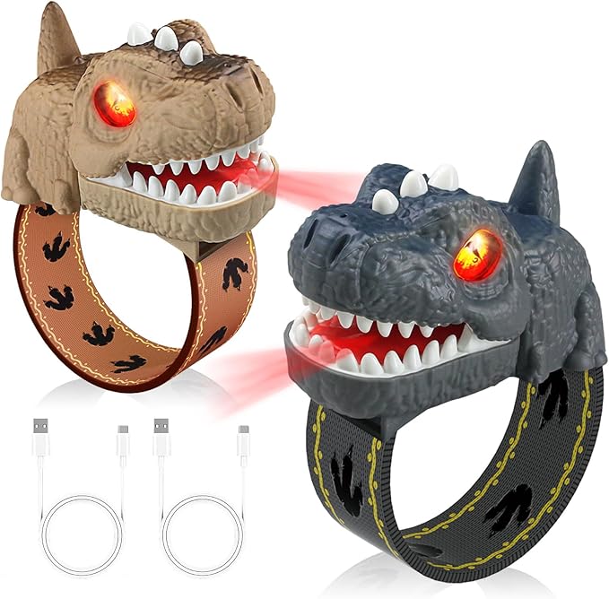Dinosaur Walkie Talkies for Kids, Dinosaur Toys, Rechargeable Wrist Walkie Talkie with Flashlight, Outdoor Adventure Camping Gear, T-Rex Dino Toy Birthday Gifts for Boys Girls 3-12 Years Old