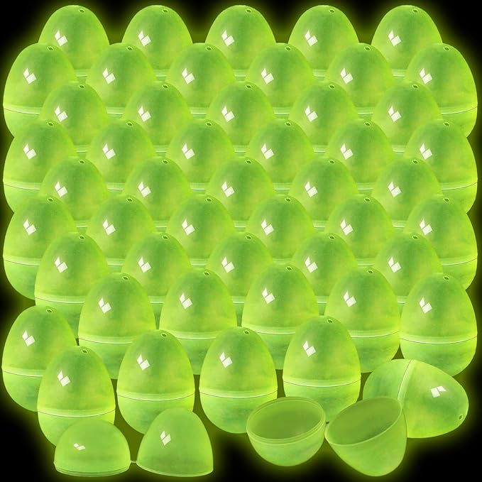 ShinyRelief 36 Pcs Glow in the Dark Easter Eggs 2.4 Inch Plastic Fillable Eggs Bulk,easter Basket Stuffers Gifts Party Favors Decorations Supplies(Yellow)