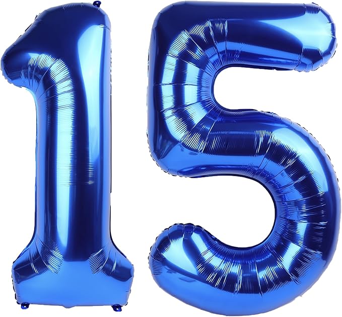 40 Inch Navy blue Number 15 Digital Balloon,Jumbo Mylar Foil Helium Balloon for 15 Balloons for Birthday Party,Wedding Anniversary Party Decorations