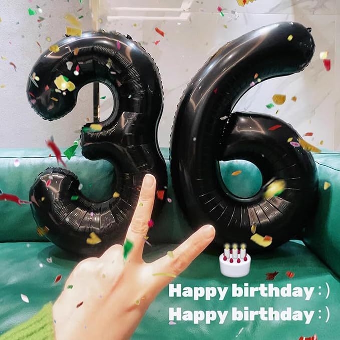 40 Inch Black Number 36 Digital Balloon,Jumbo Mylar Foil Helium Balloon for 36 Balloons for Birthday Party,Wedding Anniversary Party Decorations