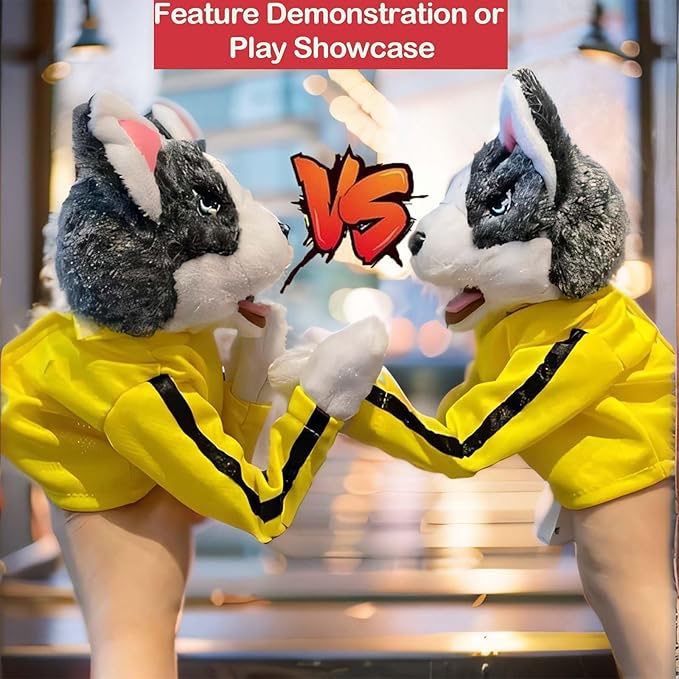 Kung Fu Husky, Punching Puppet, Dog Hand Puppet - Boxing Puppets, Kung Fu Animal Toy Husky Gloves with Sounds and Boxing Action, Boxing Puppet for Kids & Gifts.