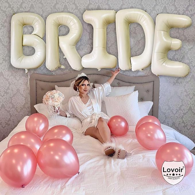 Lovoir 40 Inch Cream White Letter E Balloons, 1 Pcs, Unisex Adults, Wedding & Birthday Occasion, Letters Balloons, Mylar Foil Material, Self Sealing
