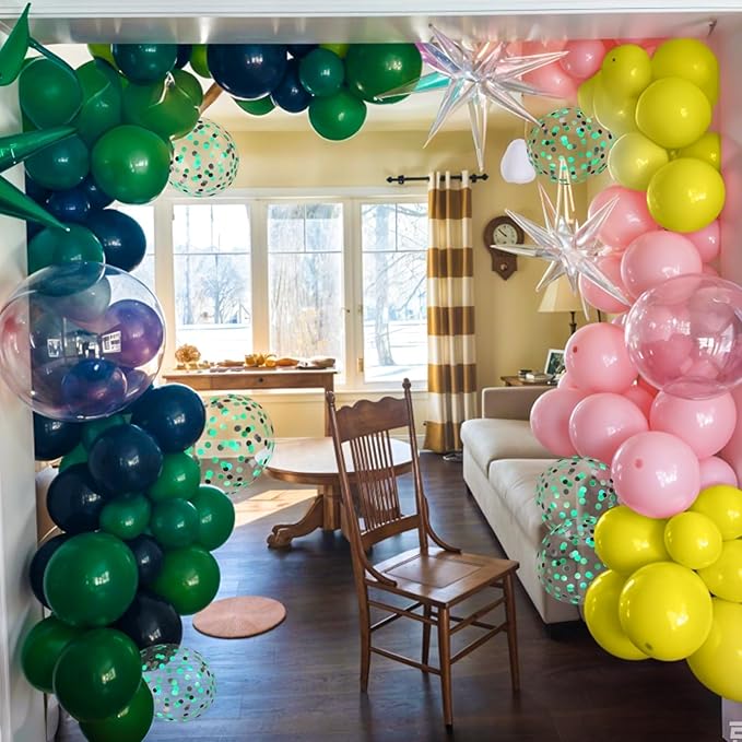 Pink and Green Balloons, 60pcs 12 Inch Green Pink Yellow Black Birthday Balloons for Girl Witch Themed Musical Theatre Theme Birthday Party Decorations Baby Shower Graduation Supplies