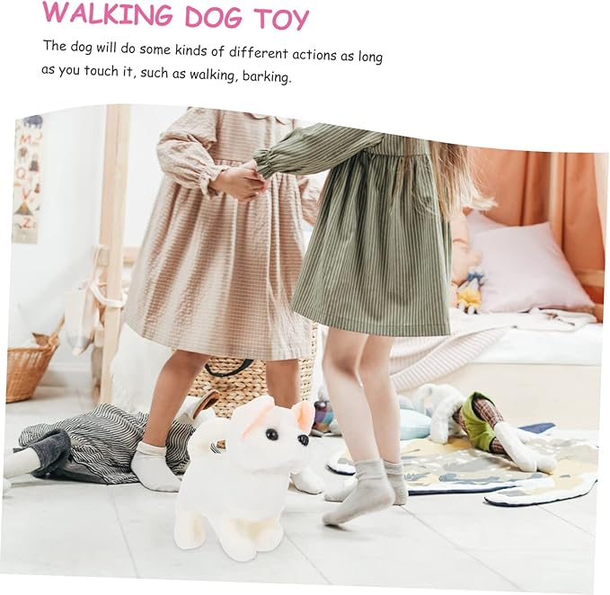 SUPVOX Robot Dog Walking Dog Plush Model Barking Plaything Simulation Plaything Imitation Cognitive White Pp Cotton
