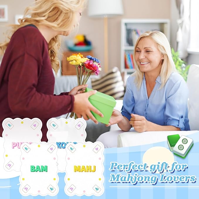 Soulchen 4 Pcs Mahjong Tile Mixer Shufflers for Mixing and Shuffling Tiles Plastic Mahjong Accessories Gifts for Lovers Games Decorative Printed Design (Transparent Frosted Print)