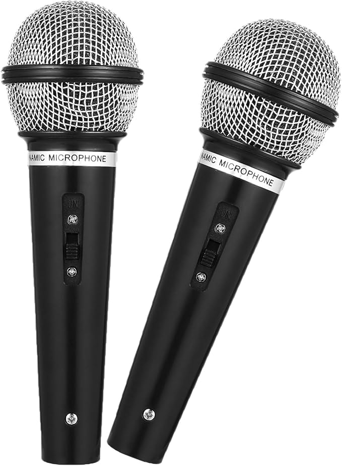 2 Pcs Fake Microphones, Pretend Play Toy, Plastic Prop Microphones for Birthday Party, Stage Performance, Singing, Dancing, Role Playing