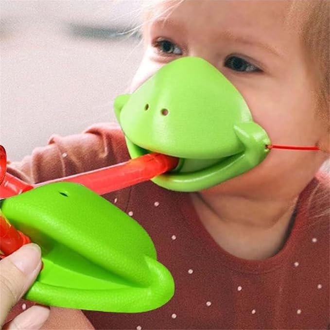 Frog Tongue Game, Tongue Shooting Game, Frog Mask with Tongue, Frog Face Mask, Frog Tongue Game with Blowing Air, Multiplayer Party Game, Insect Cardboard Included