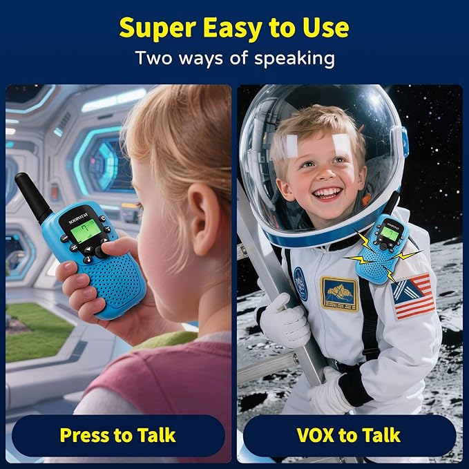 Rechargeable Walkie Talkies for Kids, Easter Basket Stuffers/Easter Gifts for Kids, Walkie Talkie Toys for Girls Boys, Outdoor Toys Games for Kids, Gifts for 3 4 5 6 7 8 9 10 Year Old Girls Boys