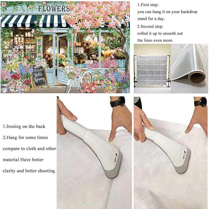 Flowers Shop Backdrop for Photography 7x5FT Spring Florals Butterfly Tea Party Background Hello Spring Banner Decorations Supplies Photo Props
