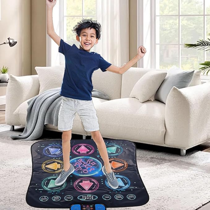 Kids Dance Mat Challenge Game Music Toy for Home Indoor Outdoor, Electronic Dancing Pad for Exercising Coordination Ability, for Families or Schools, Made of PE Cloth