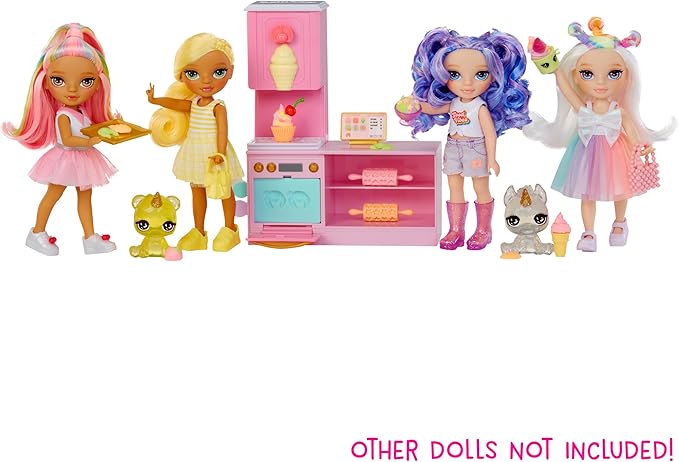 Rainbow High Littles Dessert Shop Playset + Small Doll (Pink 5.5”), Make Ice Cream and Sweets, Kids Gift 4+