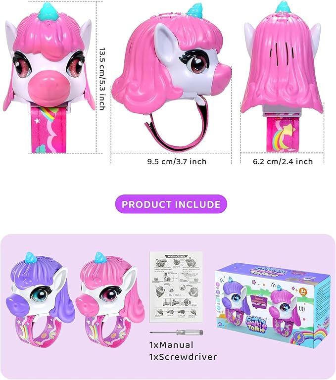 Vvinca Walkie Talkies for Kids 2 Pack -Unicorn Toys for Girls 3-12 Year Old Birthday Gift, 1000FT Long Range Camping Outdoor Games, Christmas Stocking Stuffers for Girls
