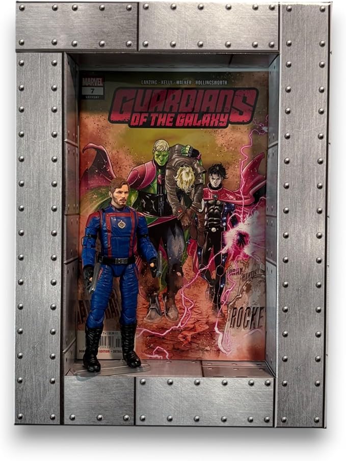 Steel Design Shadowbox Frame – USA Made Showcase for Figurines, Collectibles, Comic Books, Actions Figures, Toys – Lightweight & Durable Corrugated Display Case with Optional Shelves (Single)