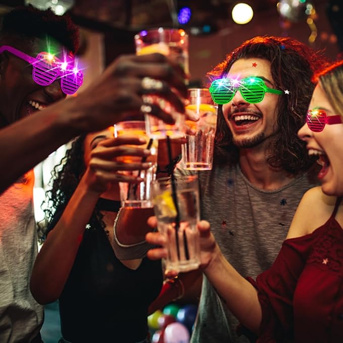 150PCS LED Glasses, Light Up Glasses, 5 Colors, 3 Light Modes, Glow in The Dark Party Supplies, Neon Party Favors for Birthday Gifts, Party Decorations, New Year, Carnival