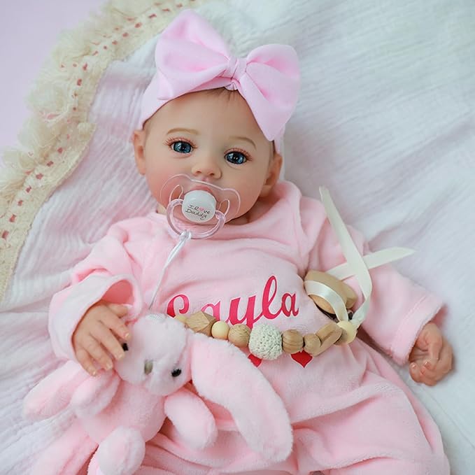 Realistic Reborn Baby Dolls – 18-Inch Lifelike Newborn Baby Doll with Open Eyes, Poseable Handmade Real Life Baby Doll, Gift Set with Accessories for Kids Ages 3+