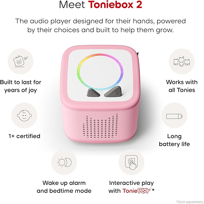 Toniebox 2 Audio Player Starter Set for Kids 1+ with Playtime Puppy - Cloud Pink
