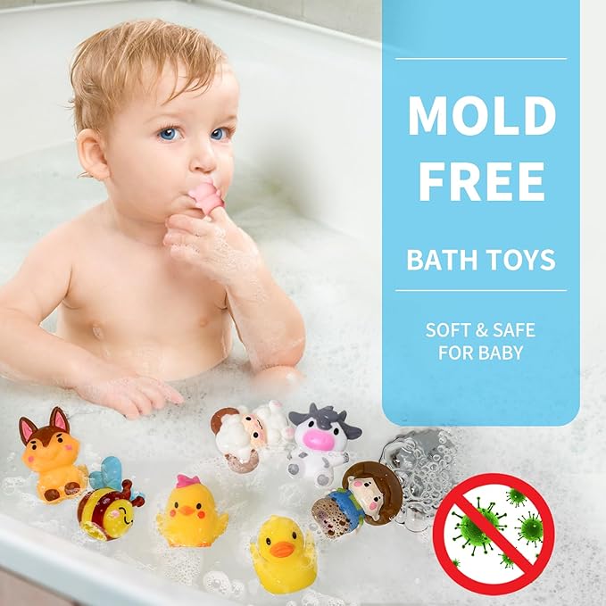 Oriate Animal Farm Finger Puppets, Bath Toys for Kids with Storage Bags, Toddler Toys for Story Time Stuffer with Puppet Theater, Toddler Travel Kit Valentines Gifts Easter Eggs Fillers 12m+ 10Pcs