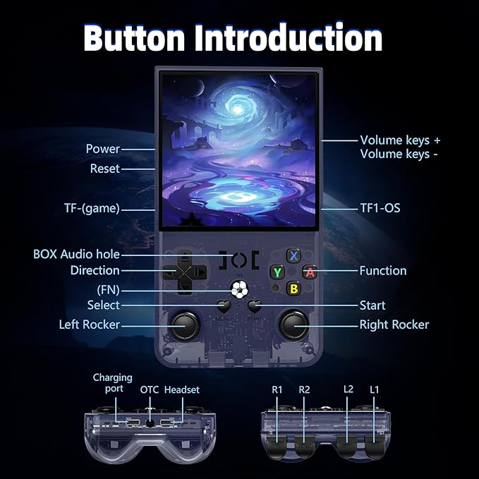 R36MAX Retro Handheld Game Console, 4.0 Inch IPS Screen Retro Gaming Console,Linux System, 4000mAh Battery Portable Pocket Mini Arcade, Built-in 128G, Lead Gray