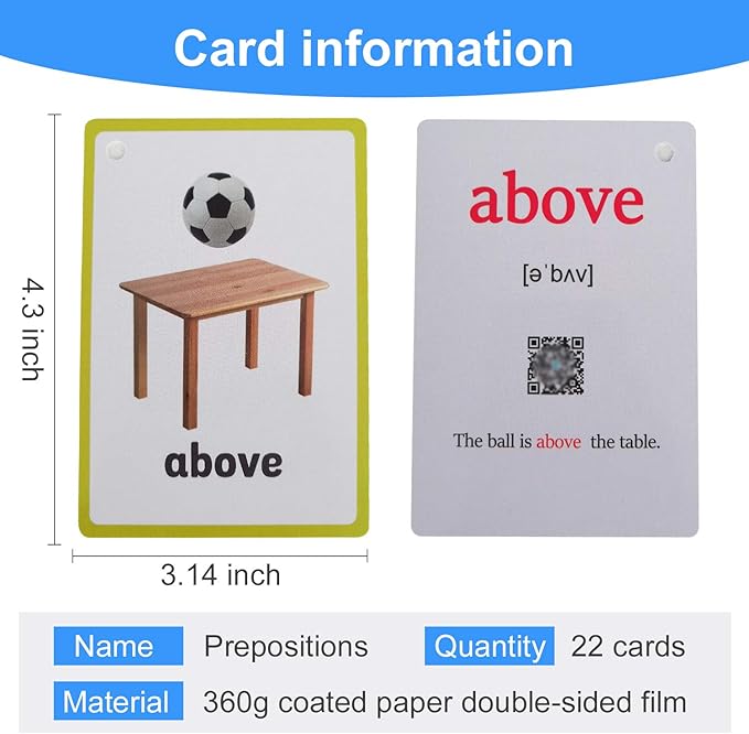 Toys&Sports/Instrument/Classroom/Prepositions Flash Cards English Kids Montessori Learning Toy Child Pocket Card Pre-Kindergarten