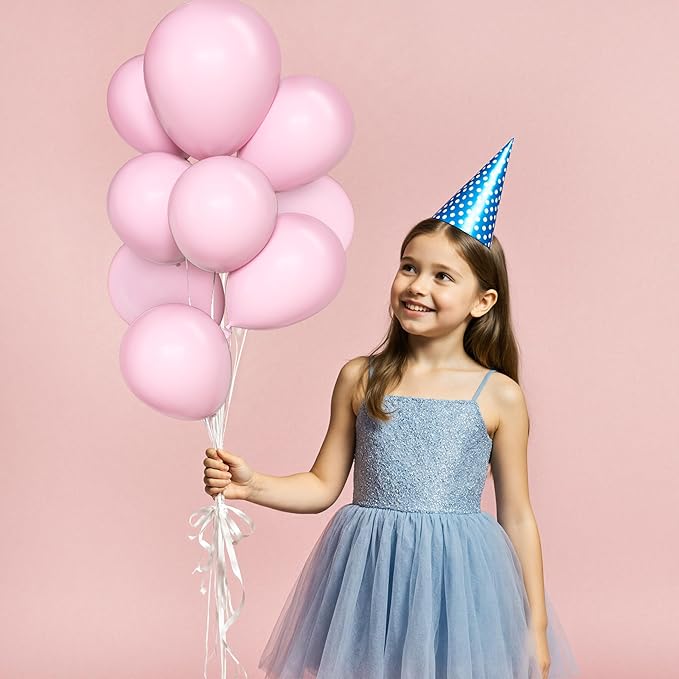 Amandir 153pcs Pink Balloons Arch Garland Kit, Different Sizes 18 12 10 5 Inch Latex Pastel Pale Light Pink Balloon for Princess Birthday Bridal Wedding Gender Reveal Valentines Day Party Decorations