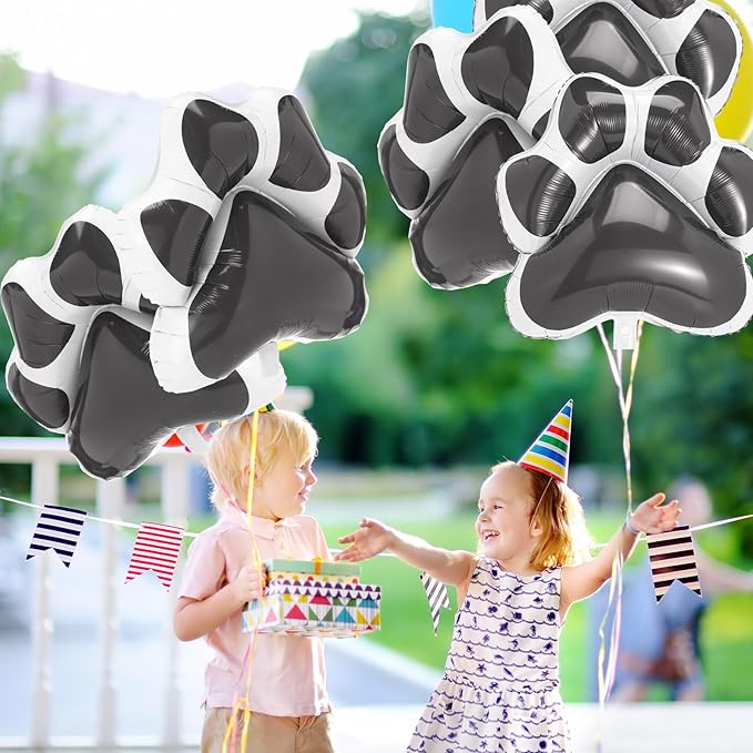 Hungdao 9 Pcs 28 x 26 Inch Grey Dog Paw Balloons Paw Print Foil Balloons Large Puppy Birthday Party Supplies for Baby Shower Pets Dog Themed Party Decorations