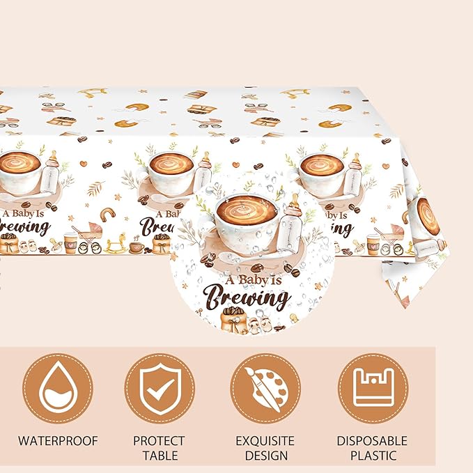 41PCS Coffee Themed Baby Shower Decorations for Kids,A Baby is Brewing Coffee Banner Baby Shower Plates and Napkins Sets Disposable Tablecloth Coffees Beans Shower Welcome Baby Decorations