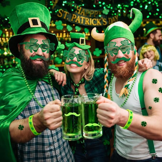 Max Fun 188Pcs St Patricks Day Accessories Party Favors Set, Saint Patricks Day Decorations Irish Decor for Kids, Green Beads Shamrock for Parades Party Supplies