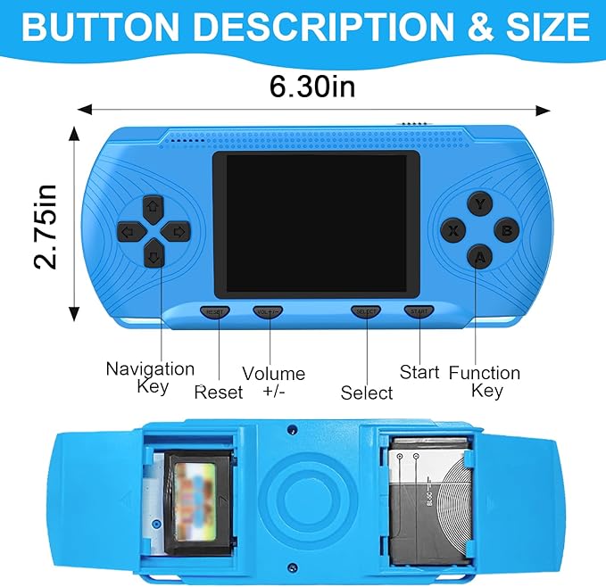 3.0" Screen Retro Handheld Game for Kids Adults - Portable 258 Preloaded Classic Video Games, Rechargeable Gaming Player for Travel Electronic Xmas Gift for Boys Girls