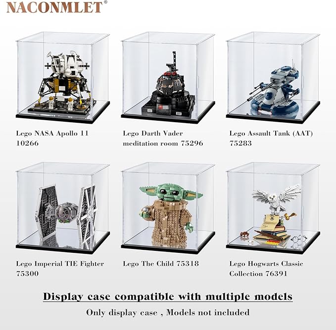 Clear Acrylic Display Case for Action Figure Lego Model,Display Box with Mirror Base,Dustproof Showcase Organizer Box for Collections(9.8*9.8*9.8inch)