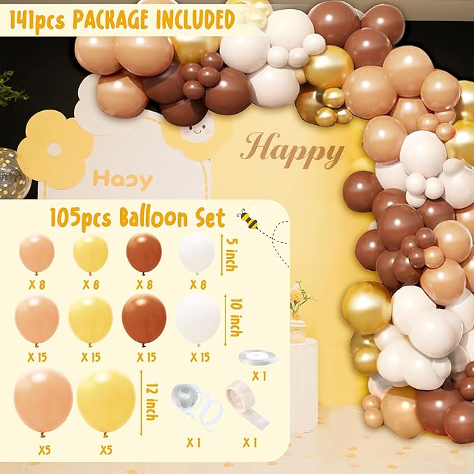 Vintage Winnie Birthday Decorations for Baby - Winnie Party Supplies for Baby Shower Decorations Include Arch Balloon Mom to Be Sash Oh Baby Banner Backdrop Tablecloth Cake Topper Box Garland
