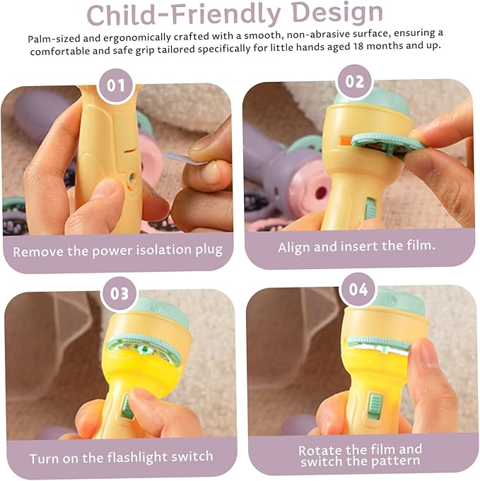 Projector Flashlights for Kids 120 Patterns & 15 Theme Story Projector Fun Play Educational Toy Flashlight for Girls Boys 18 Months+, Style-1