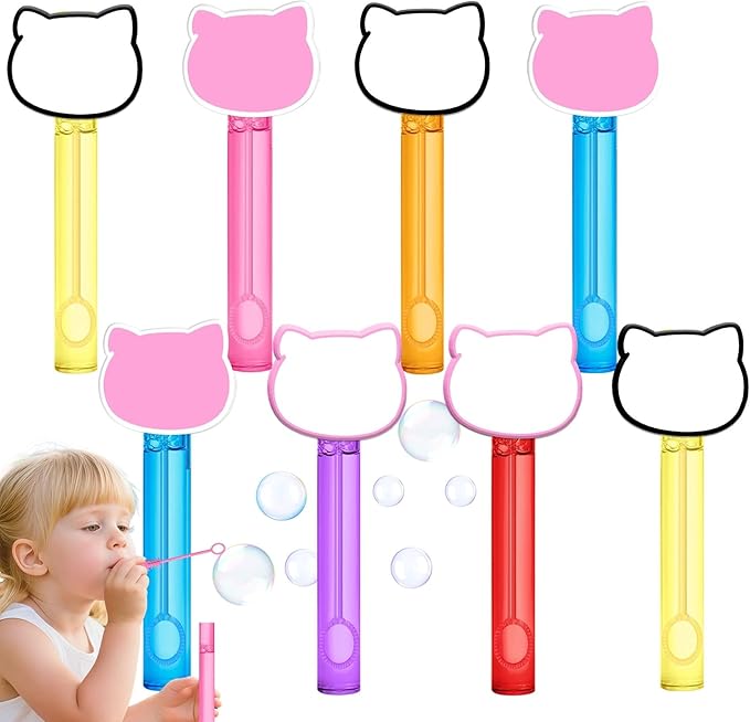 AFZMON Kitten Cat Bubble Wands for Kids, Kitty Mini Bubbles Birthday Gift Toy Party Favors Goodie Bag Stuffers Pinata Classroom Prizes Supplies