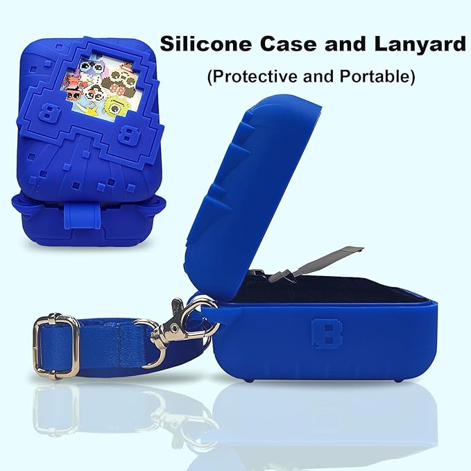 JCHPINE Hard Carrying Case and Silicone Cover for Bitzee Disney Interactive Digital Pet, Protective Case for Bitzee Disney Virtual Electronic Pets Accessories (Blue)