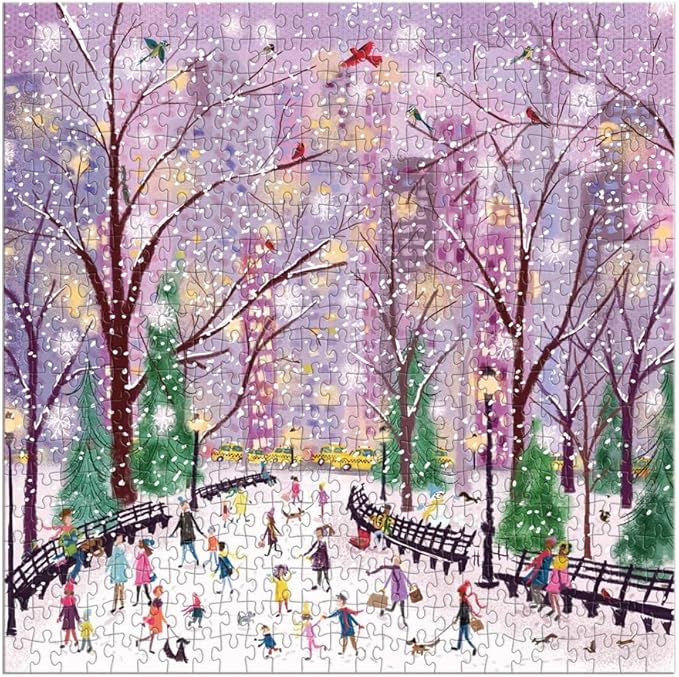 Galison Snowy Night 500 Piece Puzzle from Galison - 20" x 20" Winter Themed Puzzle That is Perfect for The Holidays, Beautiful Artwork, Thick and Sturdy Pieces, Makes a Wonderful Gift!