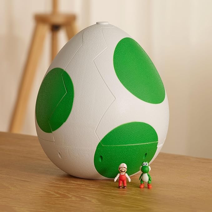 The Super Mario Galaxy Movie – 9-Inch Yoshi Egg Playset with 1.5” Yoshi and Exclusive Fire Mario Action Figures, Opens to Reveal Double-Sided Playset!