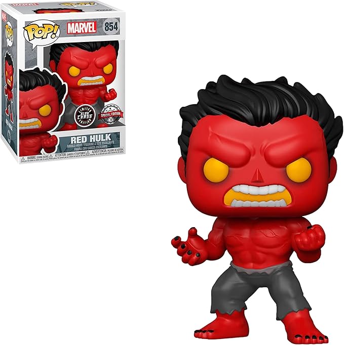 Funko POP! Marvel: Red Hulk Vinyl Figure – Special Edition Exclusive #854 Mulitcolor (Chase - Glow)