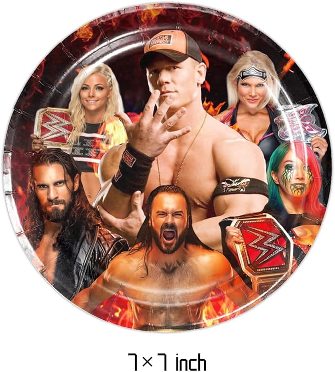 40Pcs Wrestling Party Supplies include 20 plates, 20 napkins for Wrestling birthday party decoration