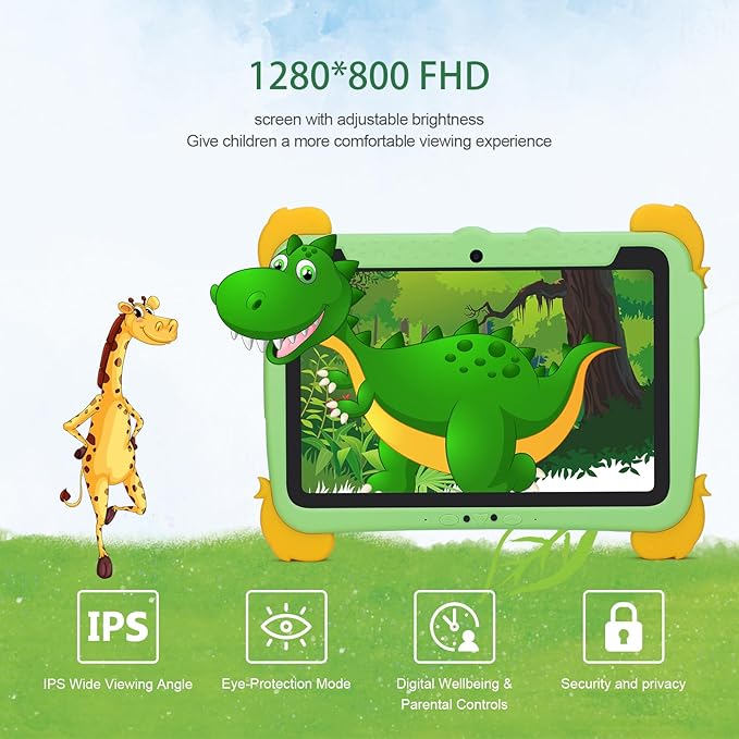 C idea 10.1 inch Kids Tablets,Android 13 Tablet for Kids,Children Tablet 4GB RAM+64GB ROM(1TB TF), FHD IPS Screen,5 Hours Battery,5G WiFi,Great Gift for Toddler(Green)