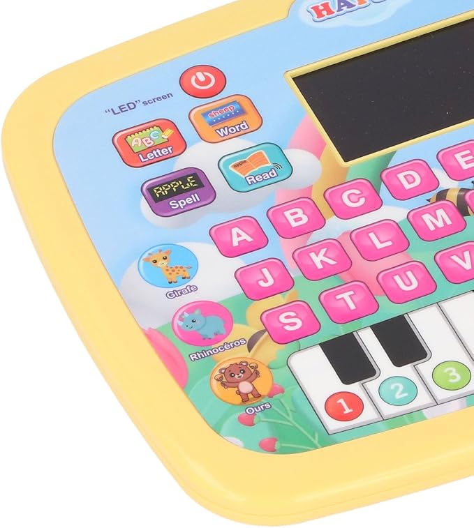 French Learning Tablet,LED Screen French Learning Machine Children Early Education Toy Interactive Pad Reading Machine for Kids (Yellow)