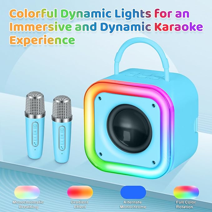 Mini Karaoke Machine for Kids, Girl Toys Gifts, Kids Karaoke Wireless Microphone for 4,5,6,7,8,9,10,11,12 Years Old Boys and Girls Christmas Party Gifts Toys (Blue)