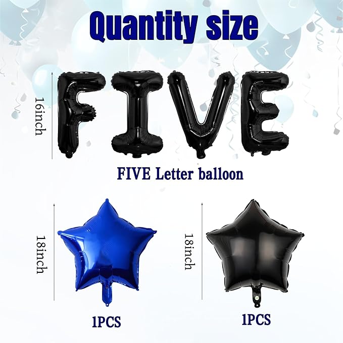 12pcs Video Game Themed Party Decorations, Number 5th Boys Birthday Party Supplies, Navy Blue Video Game Controller Mylar Foil Balloon, Video Game Party Decoration Supplies