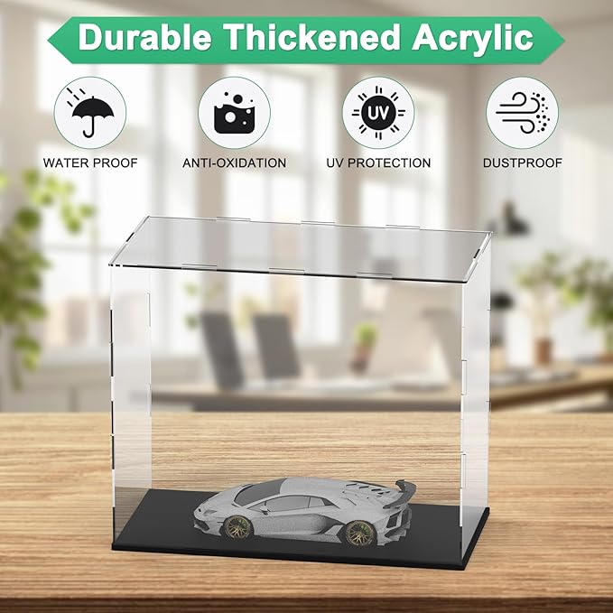 Clear Acrylic Display Case, 12 x 6 x 10 Inch Assemble Clear Acrylic Display Box Dustproof for Action Figures/Model/Statues/Collectibles/Doll/Toys/Home Storage
