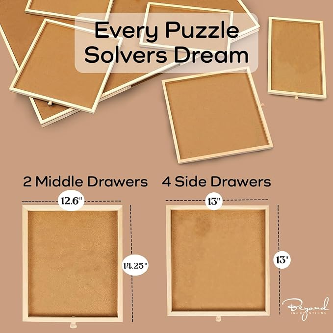 2000 Piece Wooden Jigsaw Puzzle Board -6 Drawers, Rotating Puzzle Table | 41.5” X 30” Jigsaw Puzzle Table | Cover Included - for Adults and Kids by Beyond Innoventions