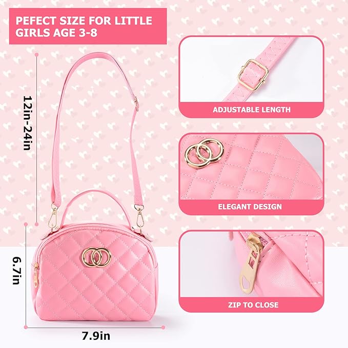 Little Girl Purse with Pretend Makeup Kit, Toddler Purses with Accessories, Kids Play Make up Toy with Handbags, Pink Princess Kit Gifts Toddler Girls Toys for 3 3-5 4-6 3 4 5 6 7 8 Year Old